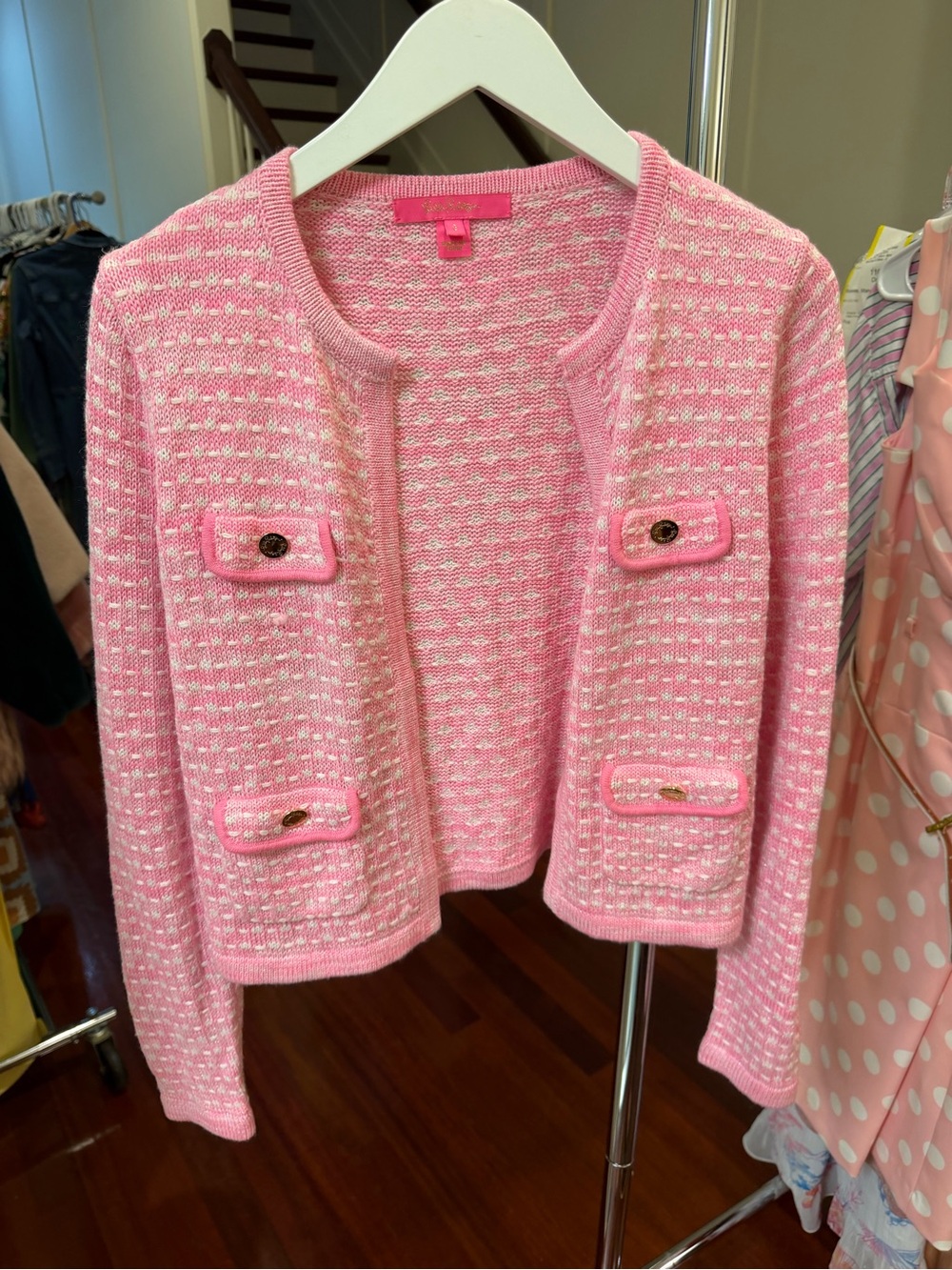 Lilly Pulitzer Pink Tweed Cropped Jacket